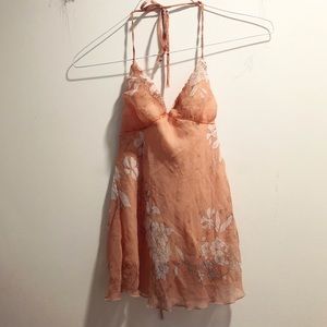 Stunning salmon chiffon floral halter top